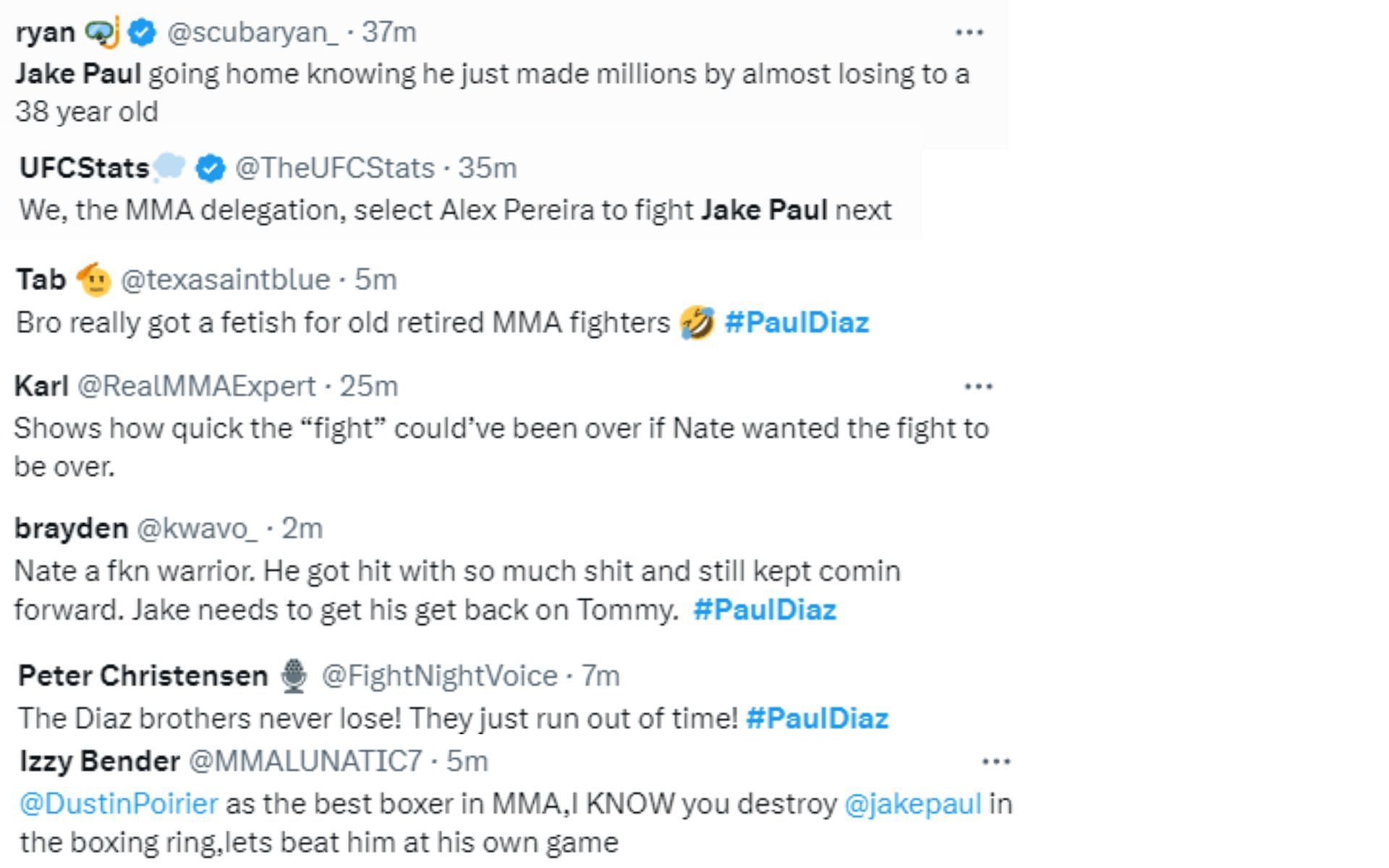 Fans react to Diaz vs. Paul