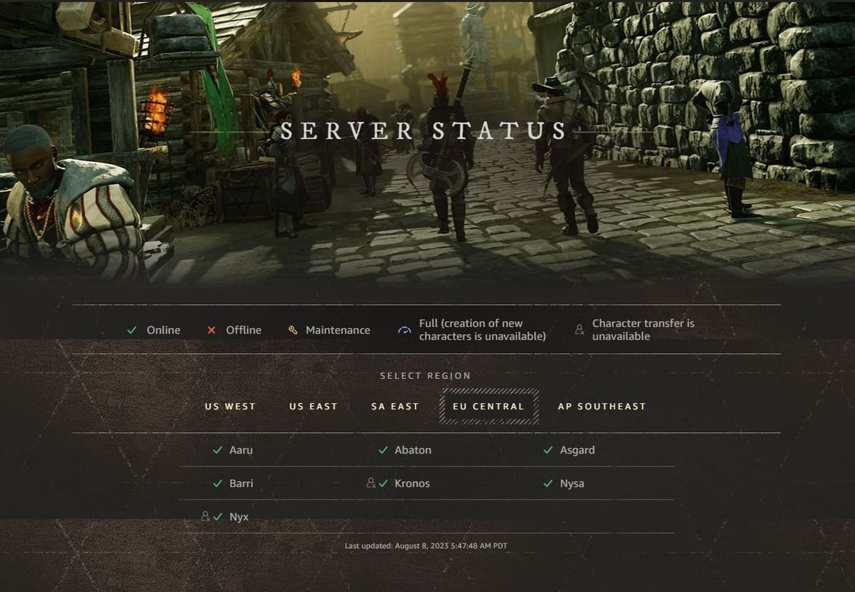 New World server status How to know if the game is down or facing