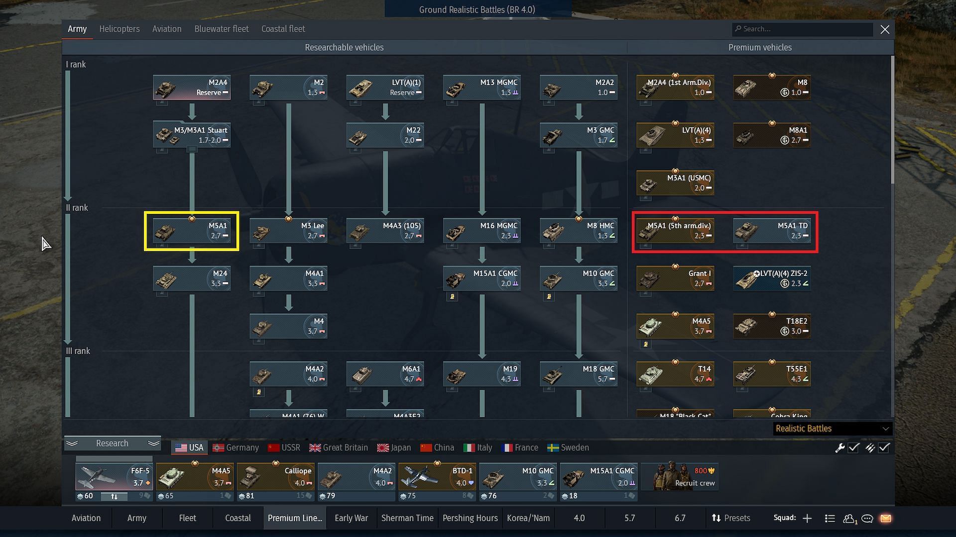 Do note the battle rating of your vehicle. (Image via War Thunder)