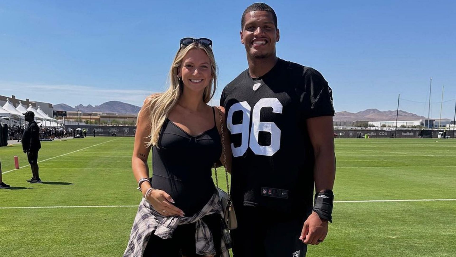 Allison Kuch visiting Isaac Rochell at the Las Vegas Raiders training camp. (Image credit: Allison Rochell on Instagram)