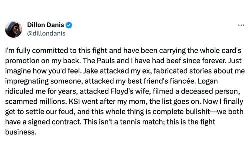 Danis' tweet. [via Twitter @dillondanis]