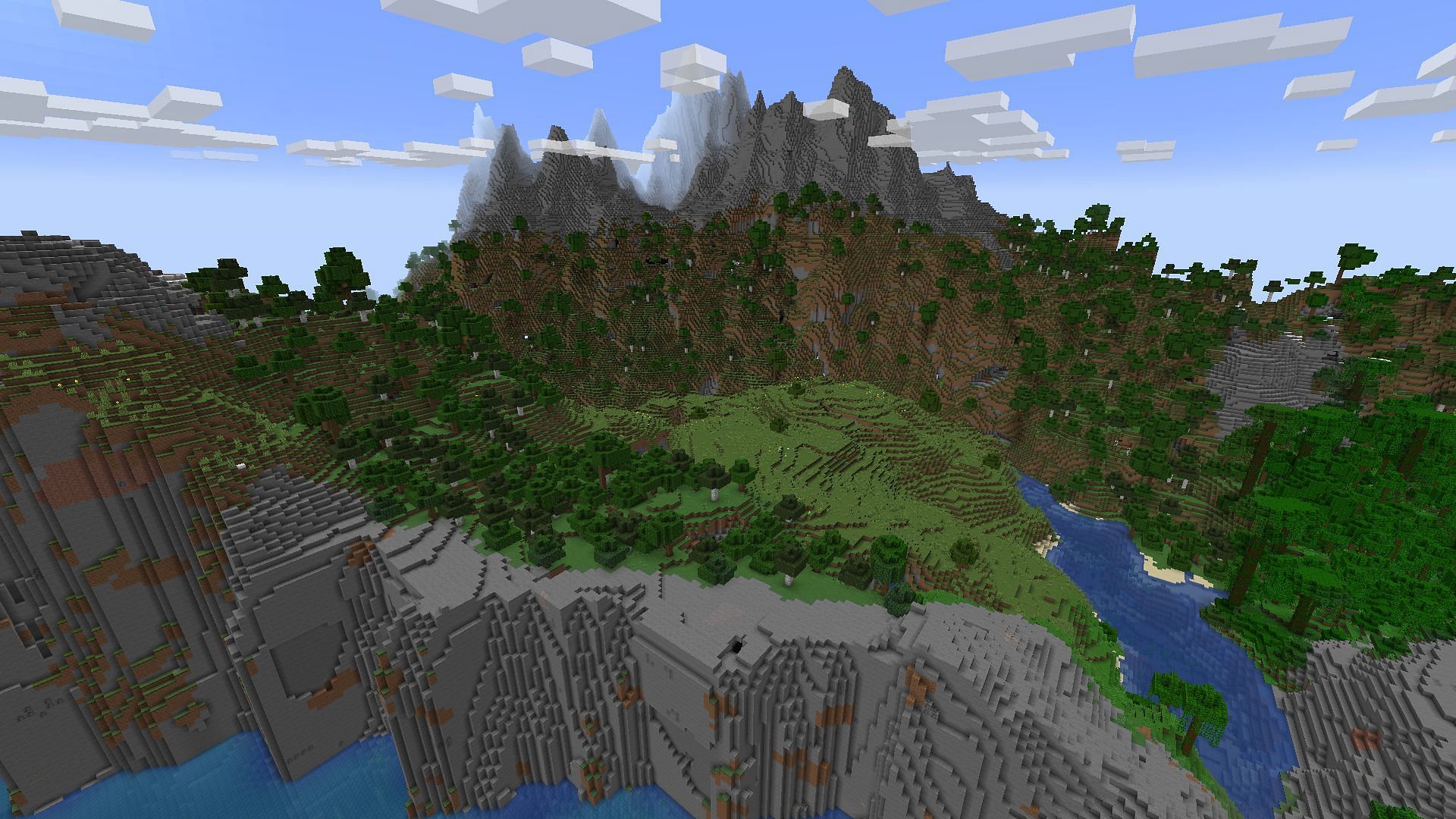 This Minecraft seed is complete with huge mountain ranges to mine or otherwise utilize (Image via Mojang)