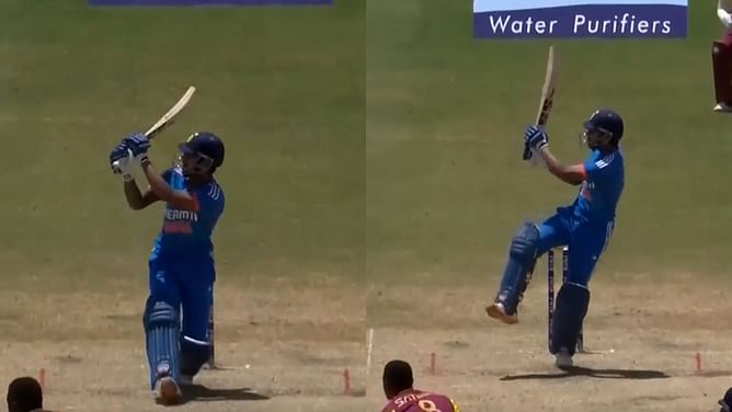 [Watch] Tilak Varma opens his account in international cricket with monstrous sixes