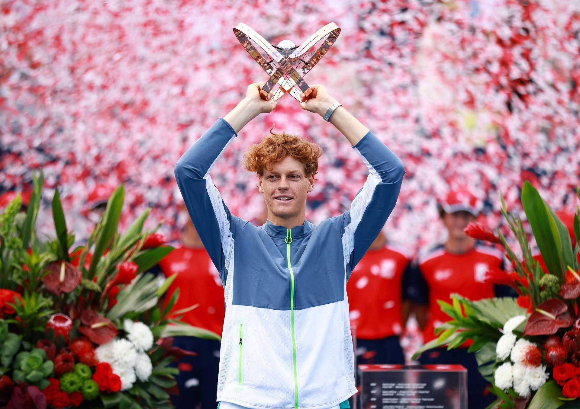 Jannik Sinner with the 2023 Canadian Open trophy