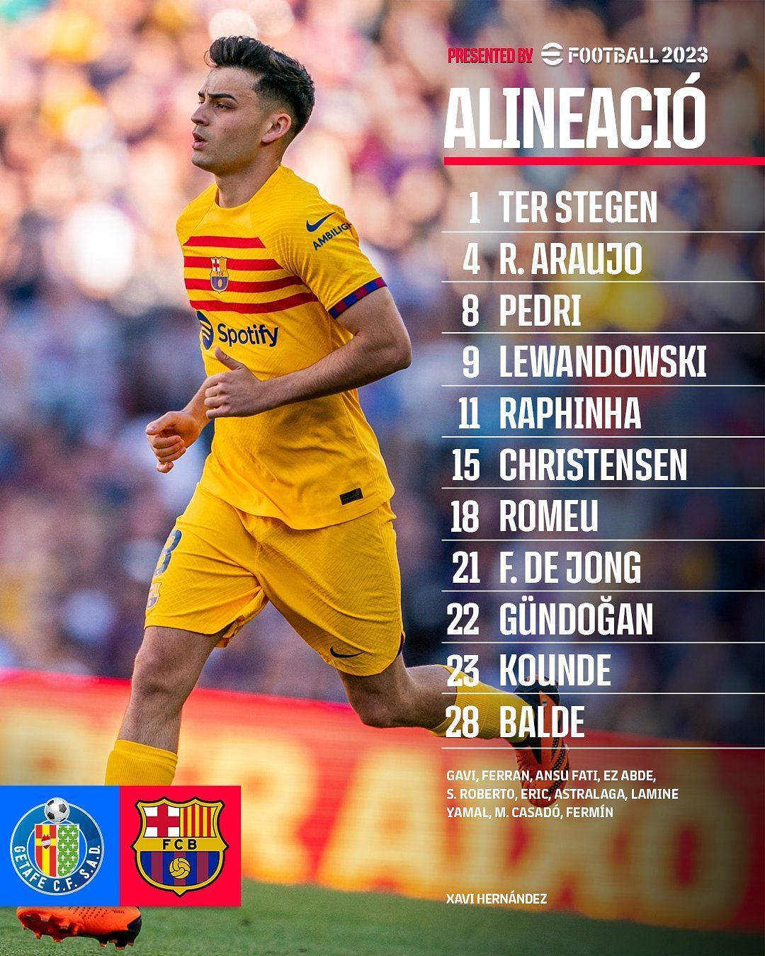 Xavi Hernandez named a strong lineup for Barcelona&#039;s season-opener.