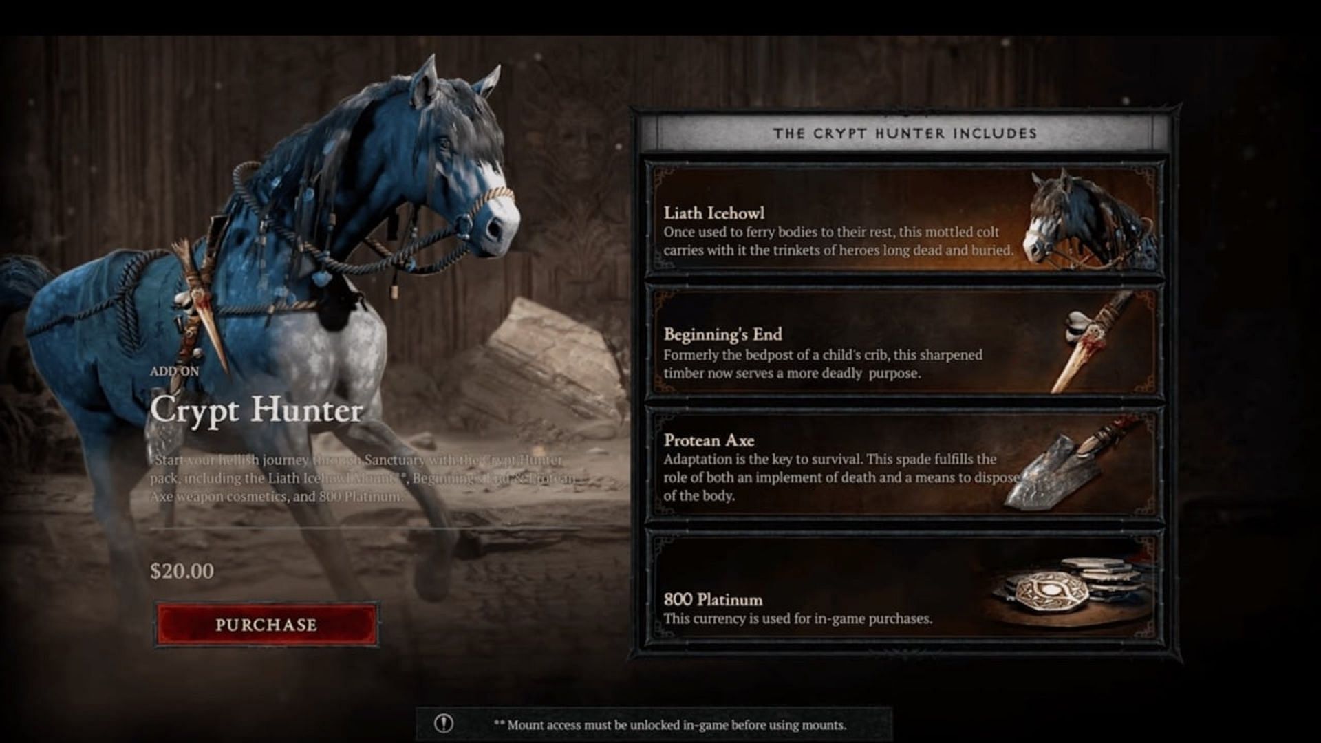 Liath Icehowl Steed in Diablo 4 (Image via Blizzard Entertainment)