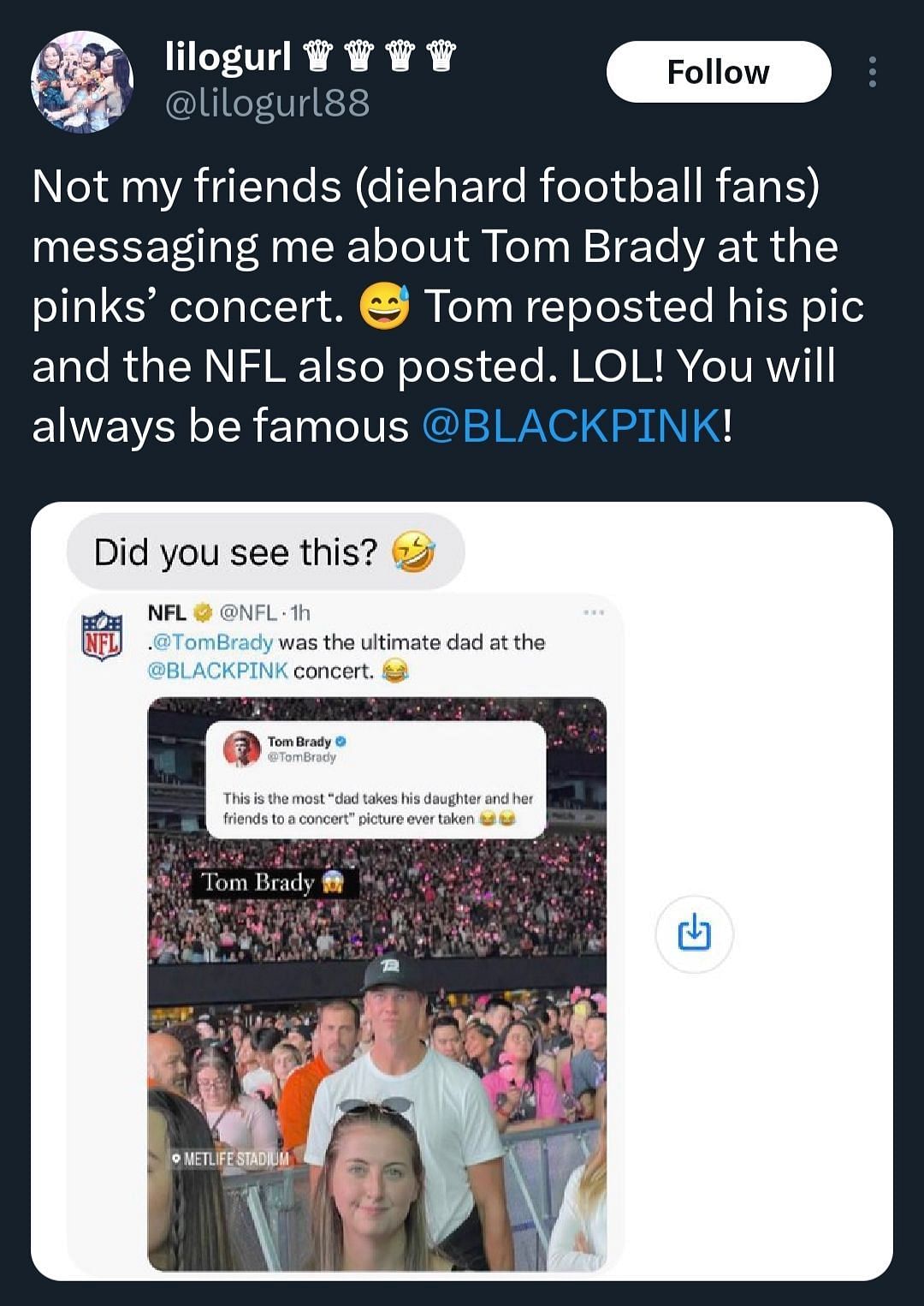 Tom Brady mocks himself for becoming a Blackpink fan in retirement