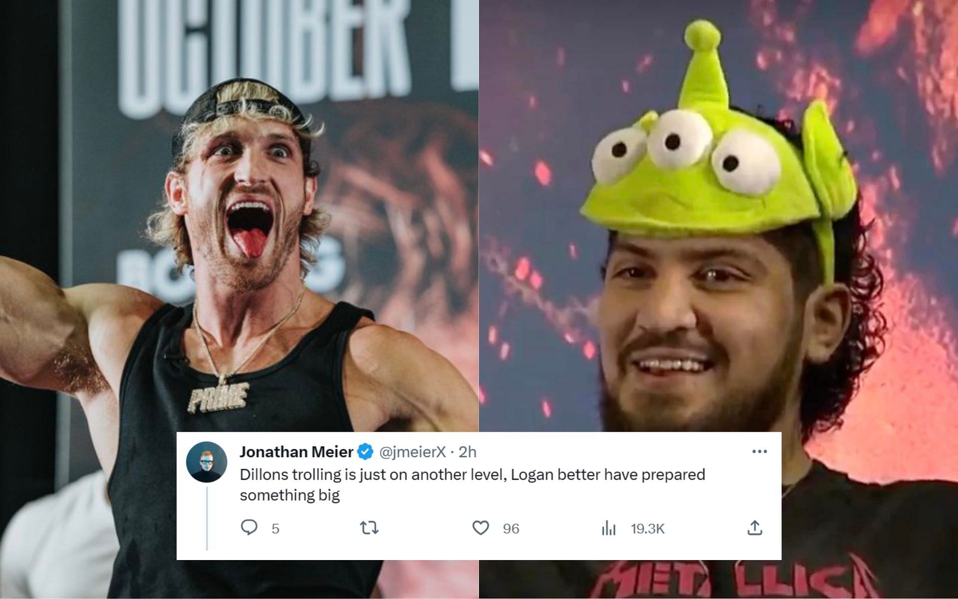 Logan Paul (left) and Dillon Danis (right) (Image credits @LoganPaul and @HappyPunch on Twitter)