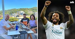 Marcelo reacts as Real Madrid legend Zinedine Zidane enjoys holiday in Spain