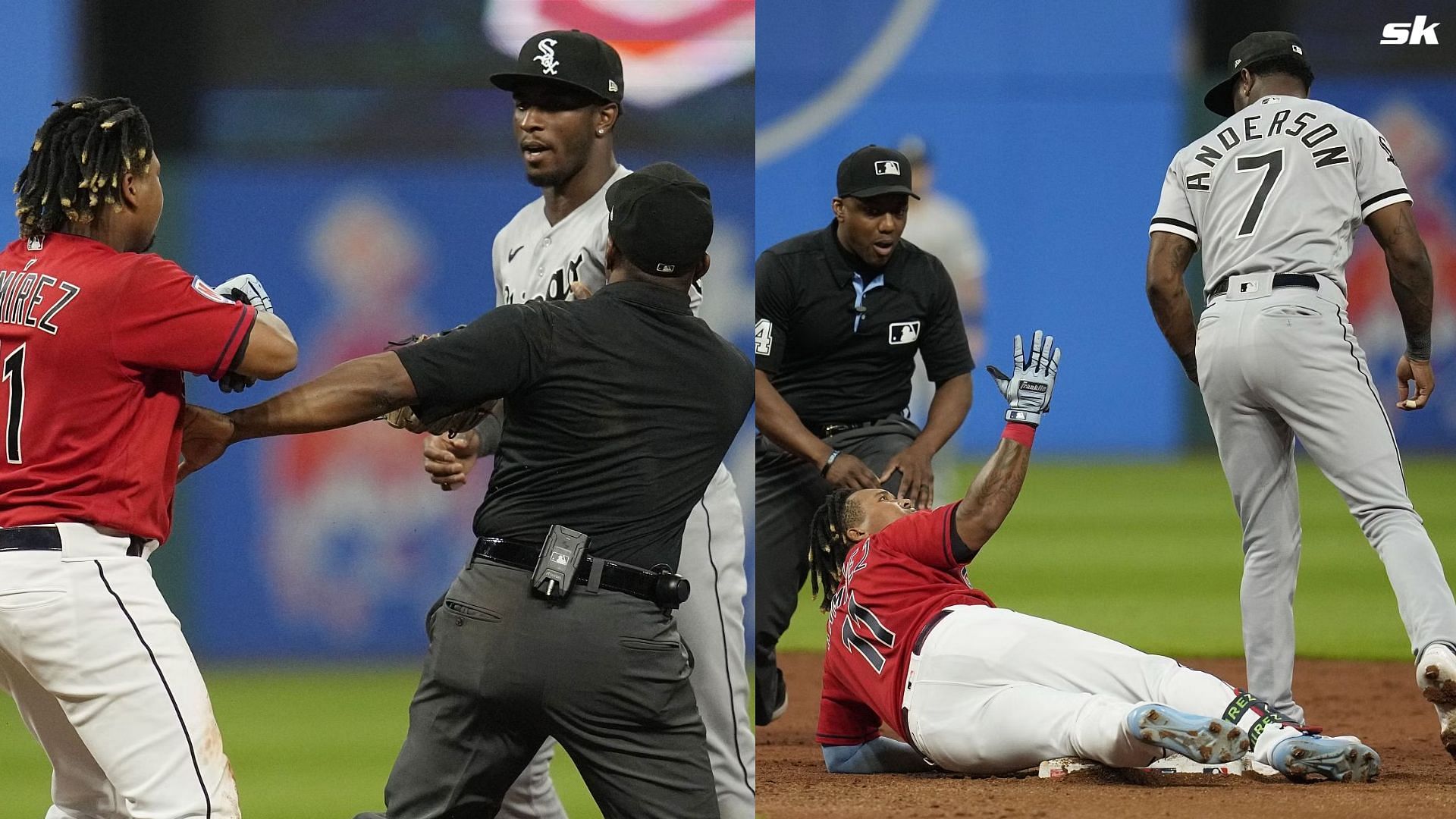 Jose Ramirez and Tim Anderson squared off after a verbal altercation near second base.