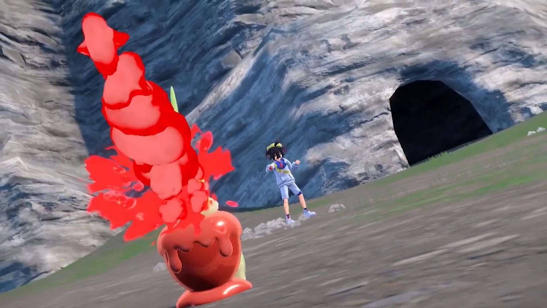 Dipplin attacks in Pokemon Scarlet and Violet&#039;s &quot;The Teal Mask&quot; portion of the presentation (Image via Game Freak)