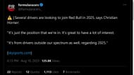 Tweet about Christian Horner hinting other drivers on his team's radar (Image via Sportskeeda)