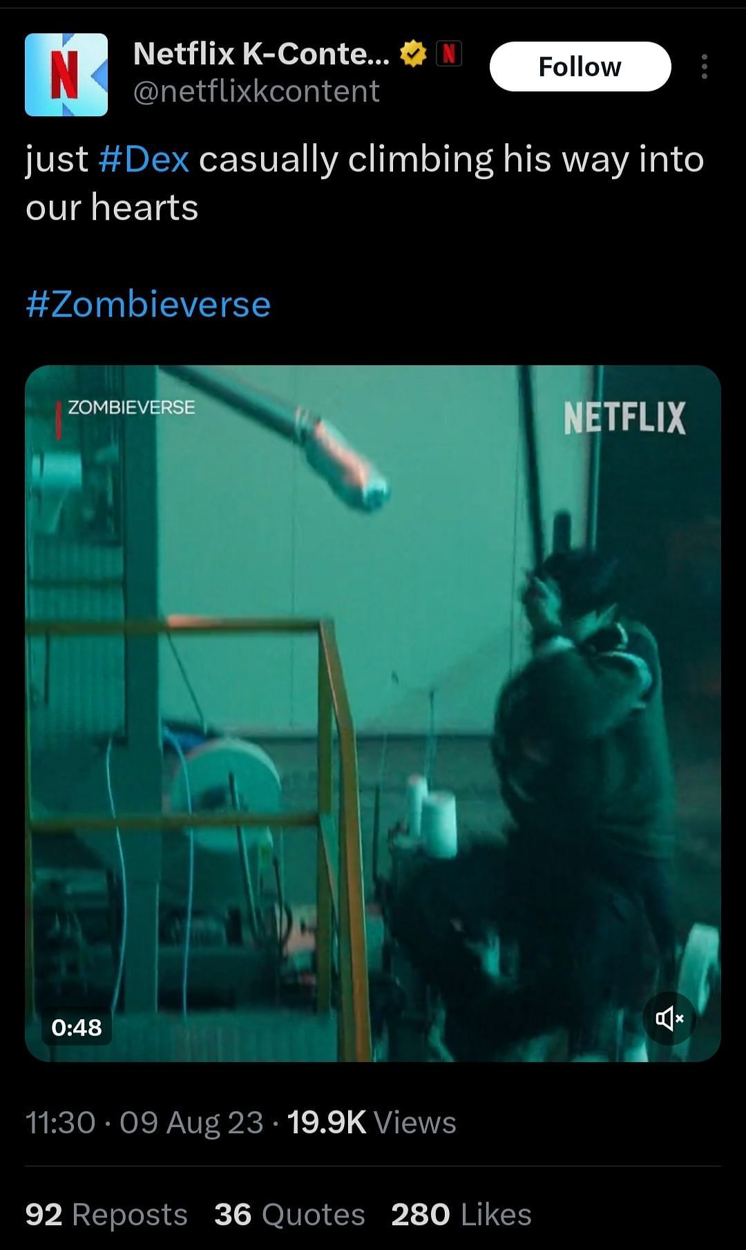 Netflixkcontent&#039;s post about Zombieverse (Image via Twitter)