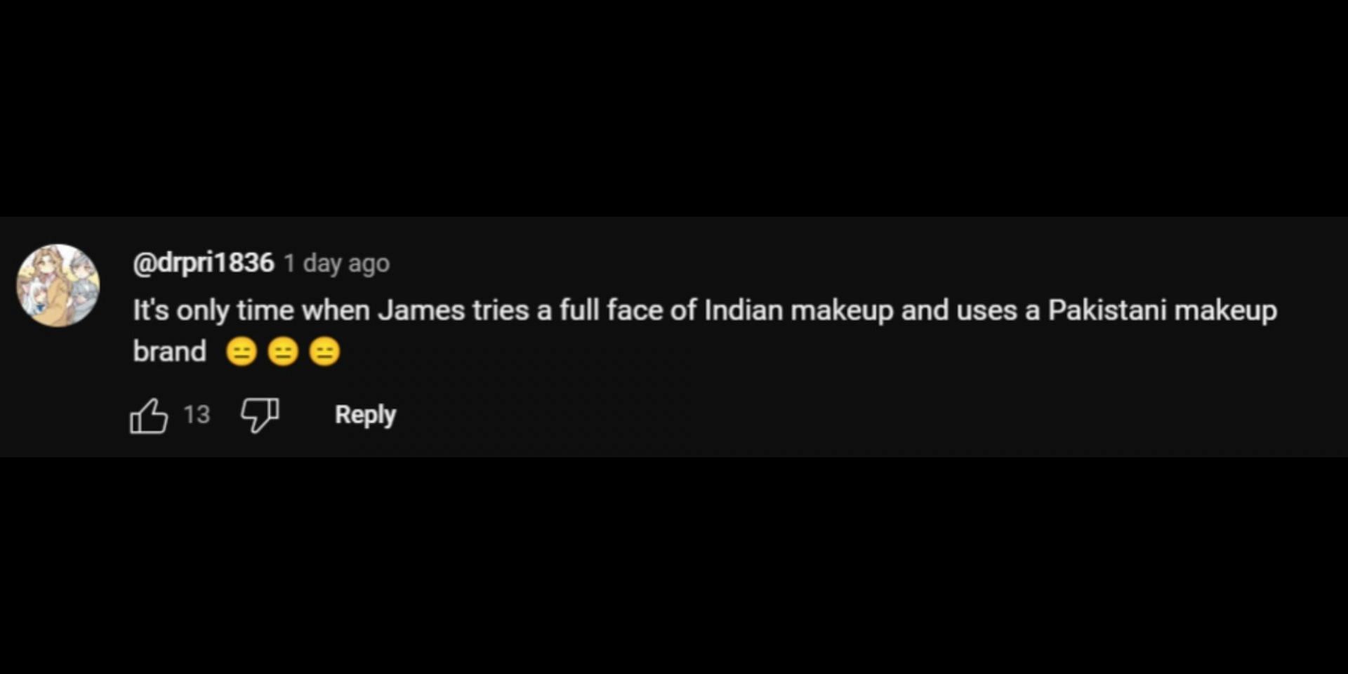 People call out James for his controversial makeup video. (Image via YouTube/@RichLux713)