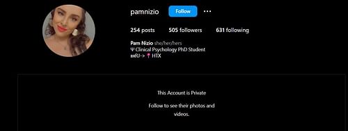 Pam Nizio's social media account is currently private