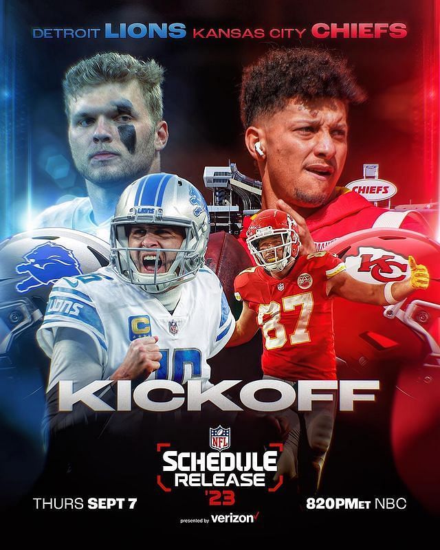 2023 NFL Schedule release: Kansas City Chiefs to host Detroit Lions in  Kickoff Game