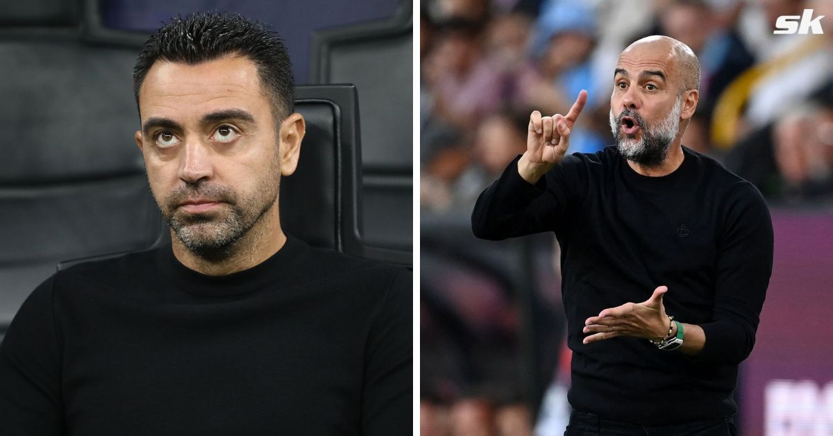 [L-to-R] Xavi Hernandez and Pep Guardiola.