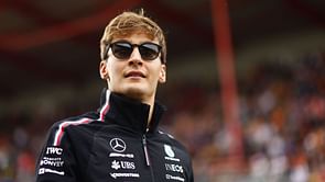 F1 star George Russell flaunts his inner 'Ken' as the Mercedes driver hits the beach during the ongoing summer break