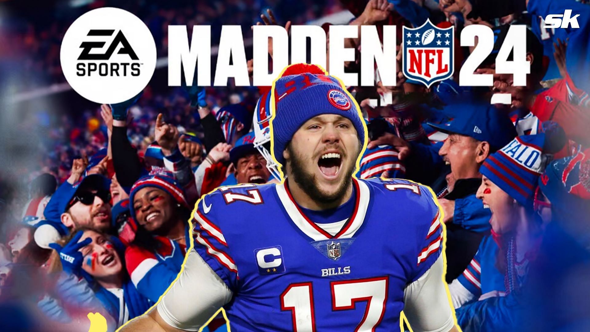 Buffalo Bills&rsquo; quarterback Josh Allen on the cover of Madden 24
