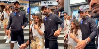 [WATCH] Rohit Sharma plays protective husband as Ritika Sajdeh feels uncomfortable after pair is surrounded by fans in Mumbai