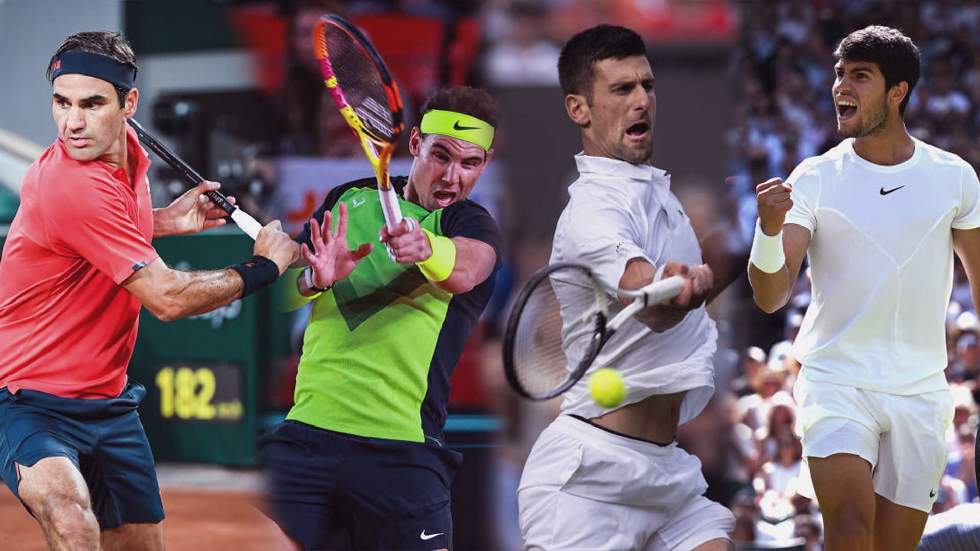 Novak Djokovic, Roger Federer, Rafael Nadal and Carlos Alcaraz all in one frame