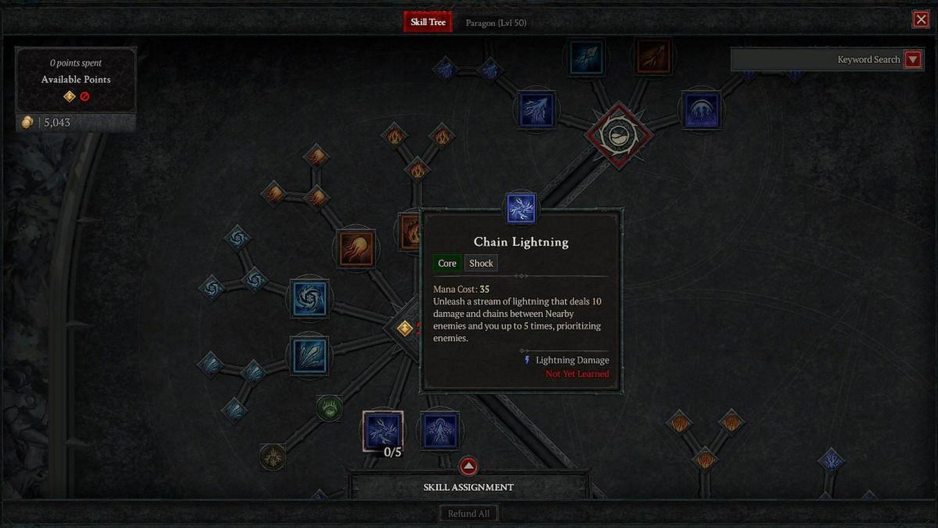 Chain Lightning skill for Sorcerer (Image via Diablo 4)