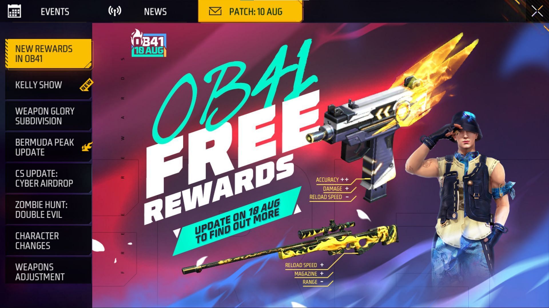 The rewards for the OB41 update (Image via Garena)