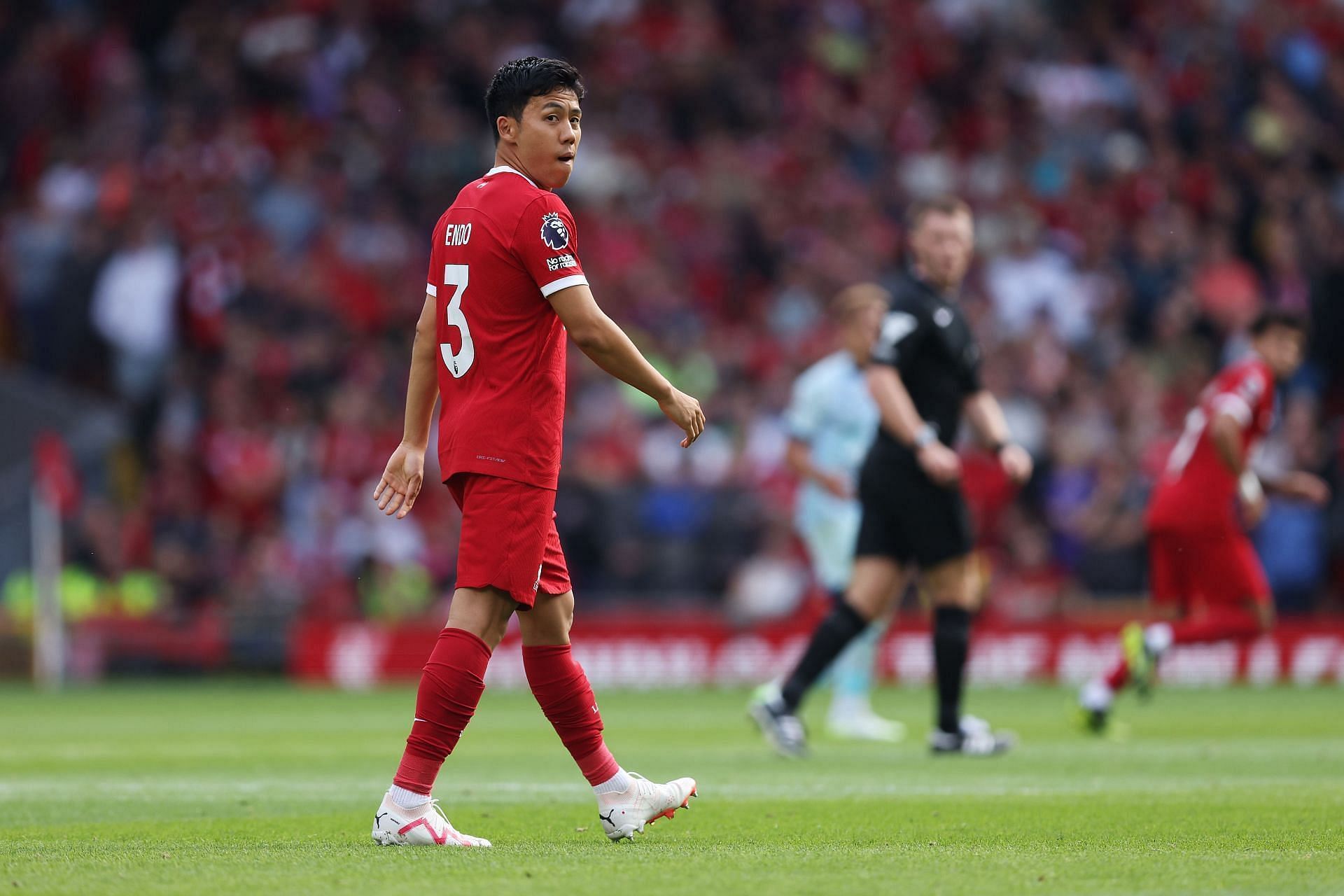 Wataru Endo in his Liverpool debut against Bournemouth on Saturday.