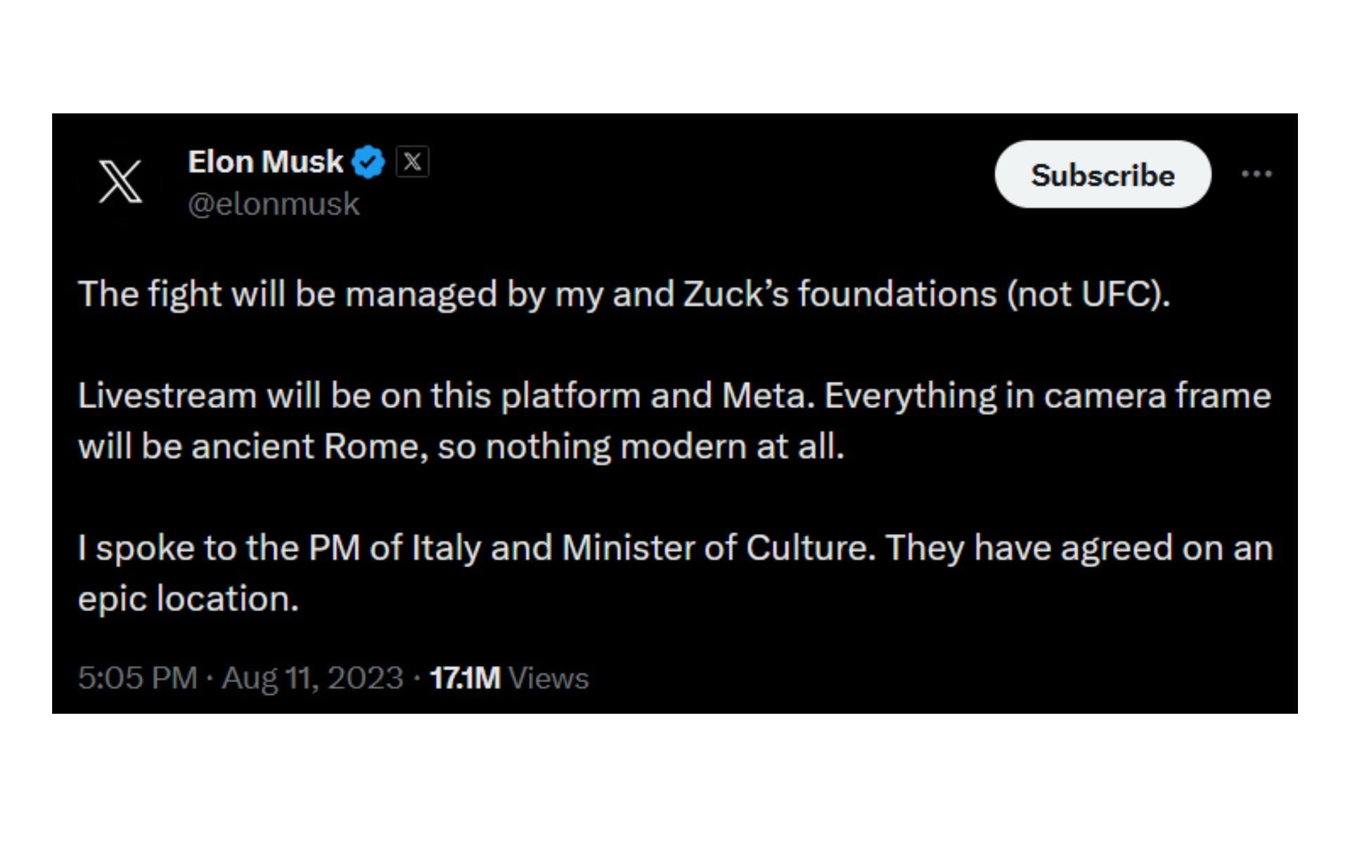 Credits: @elonmusk on Twitter/X