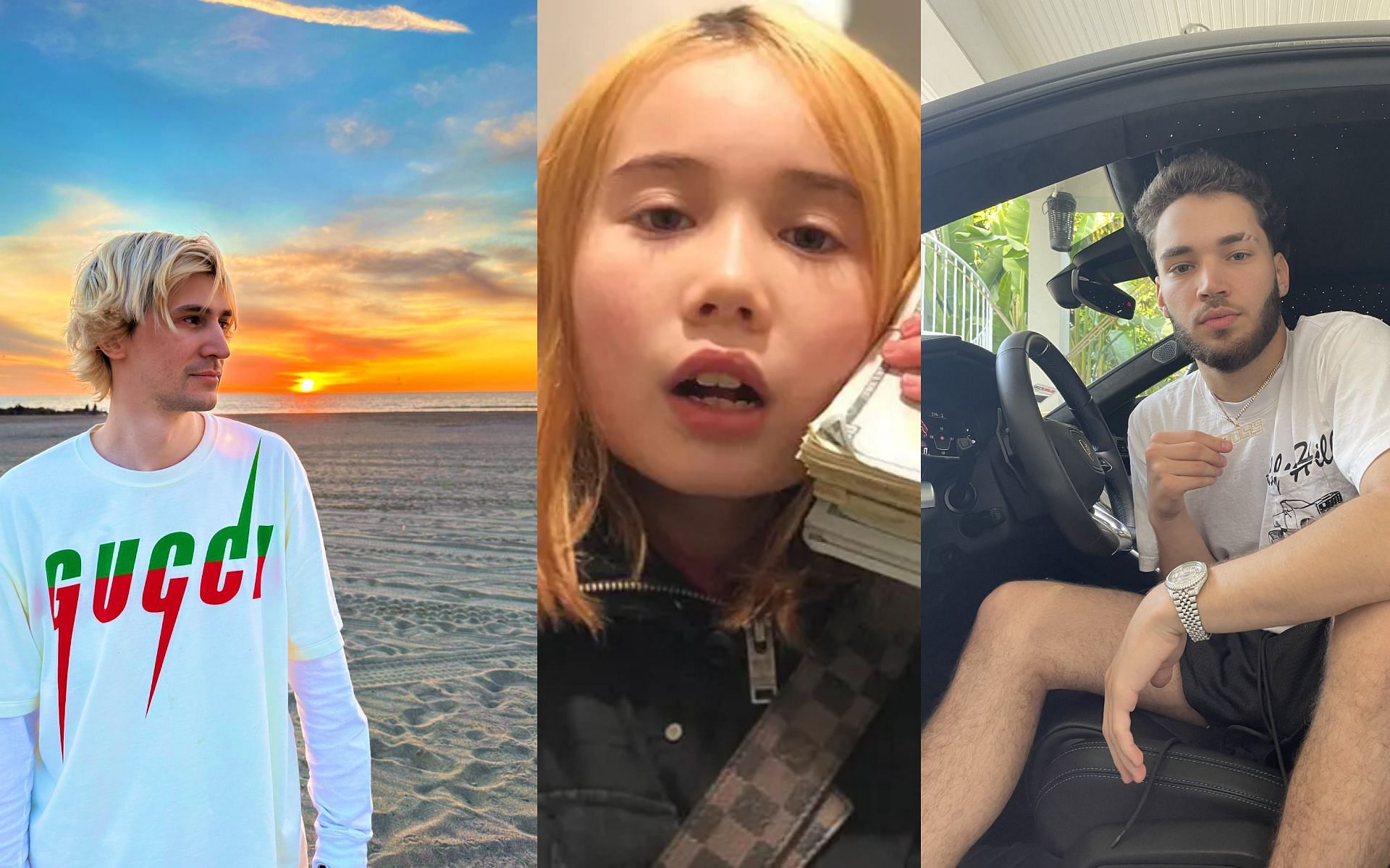 xQc and Adin Ross talk about Lil Tay (Images via xQc, Drama Alert, and Adin Ross/Twitter)