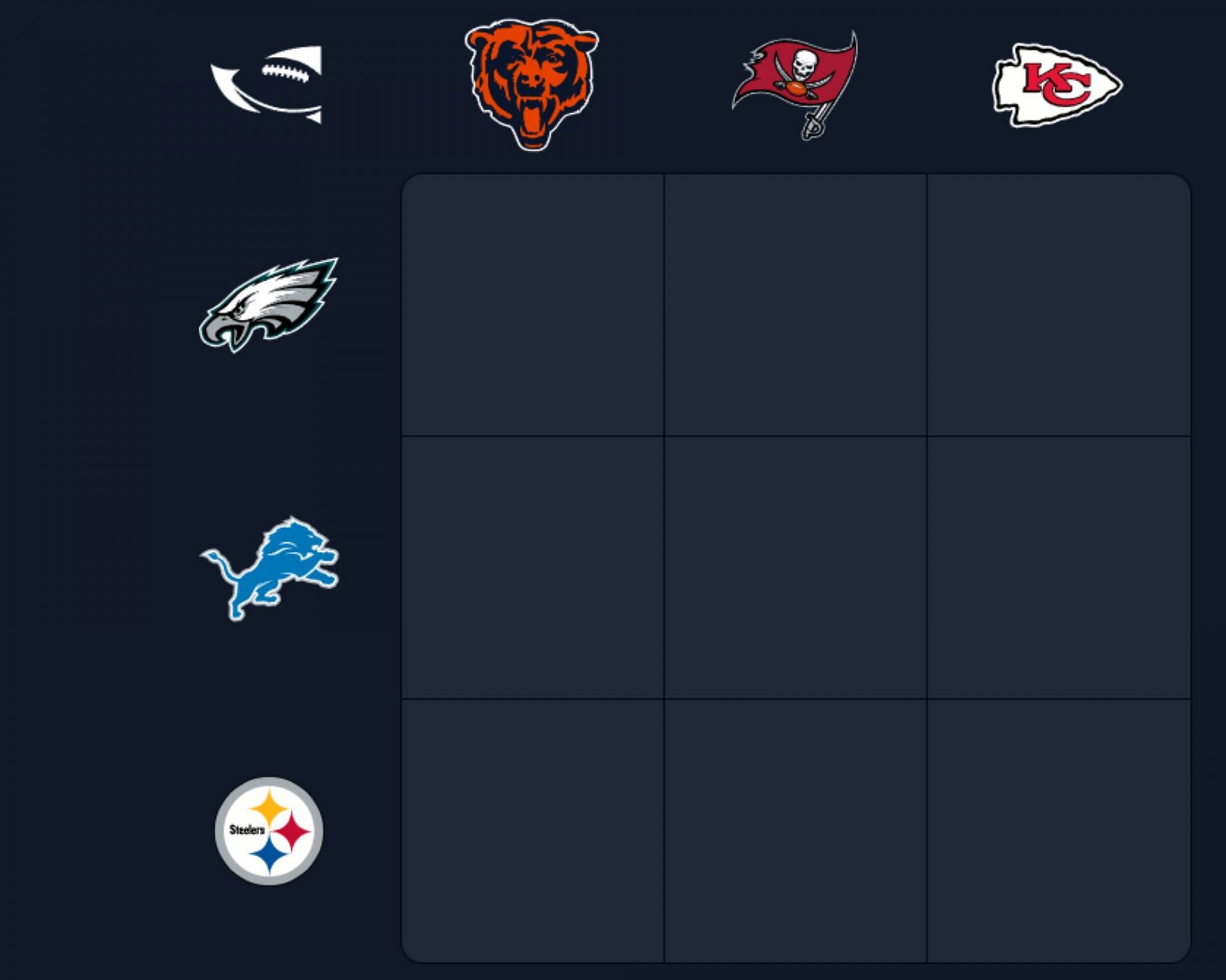 NFL Immaculate Grid for August 27