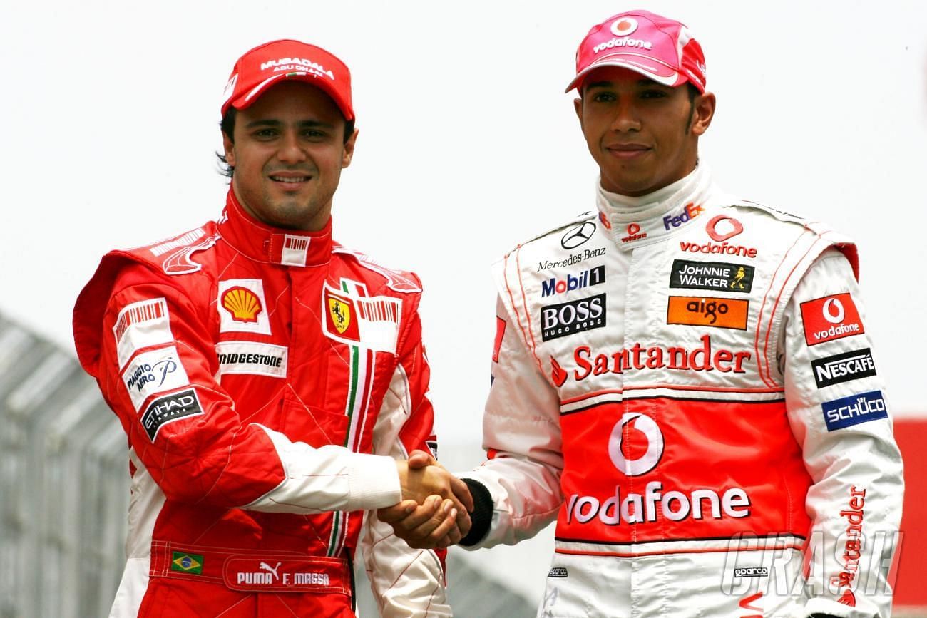 Felipe Massa and Lewis Hamilton during the 2008 F1 season (Image via Formula 1)