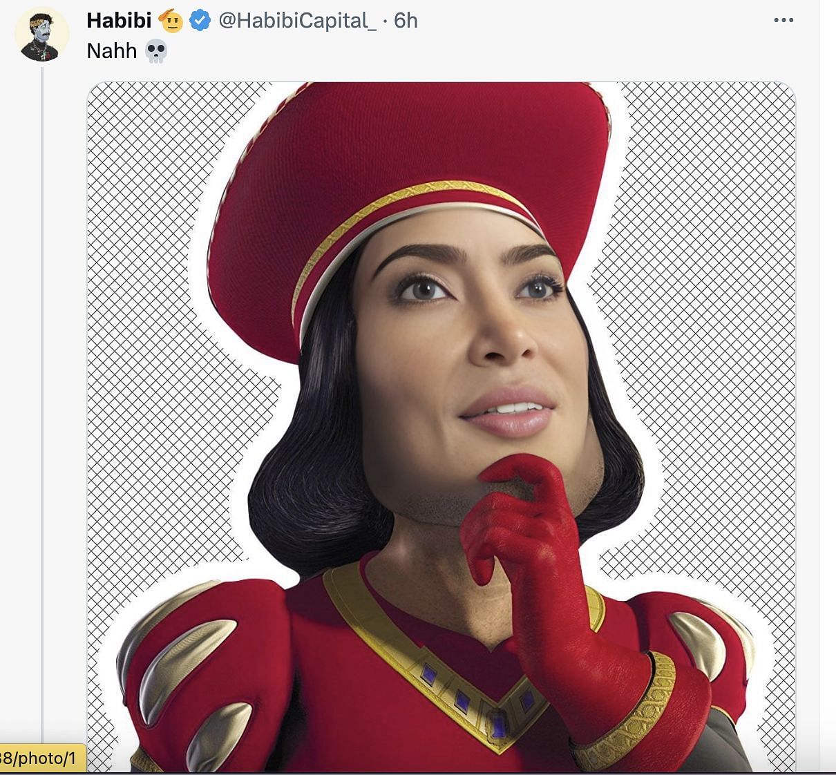 Social media users troll Kardashian after the celebrity was seen sporting a new haircut: Netizens compared her to Shrek villain Lord Farquaad. (Image via Twitter)