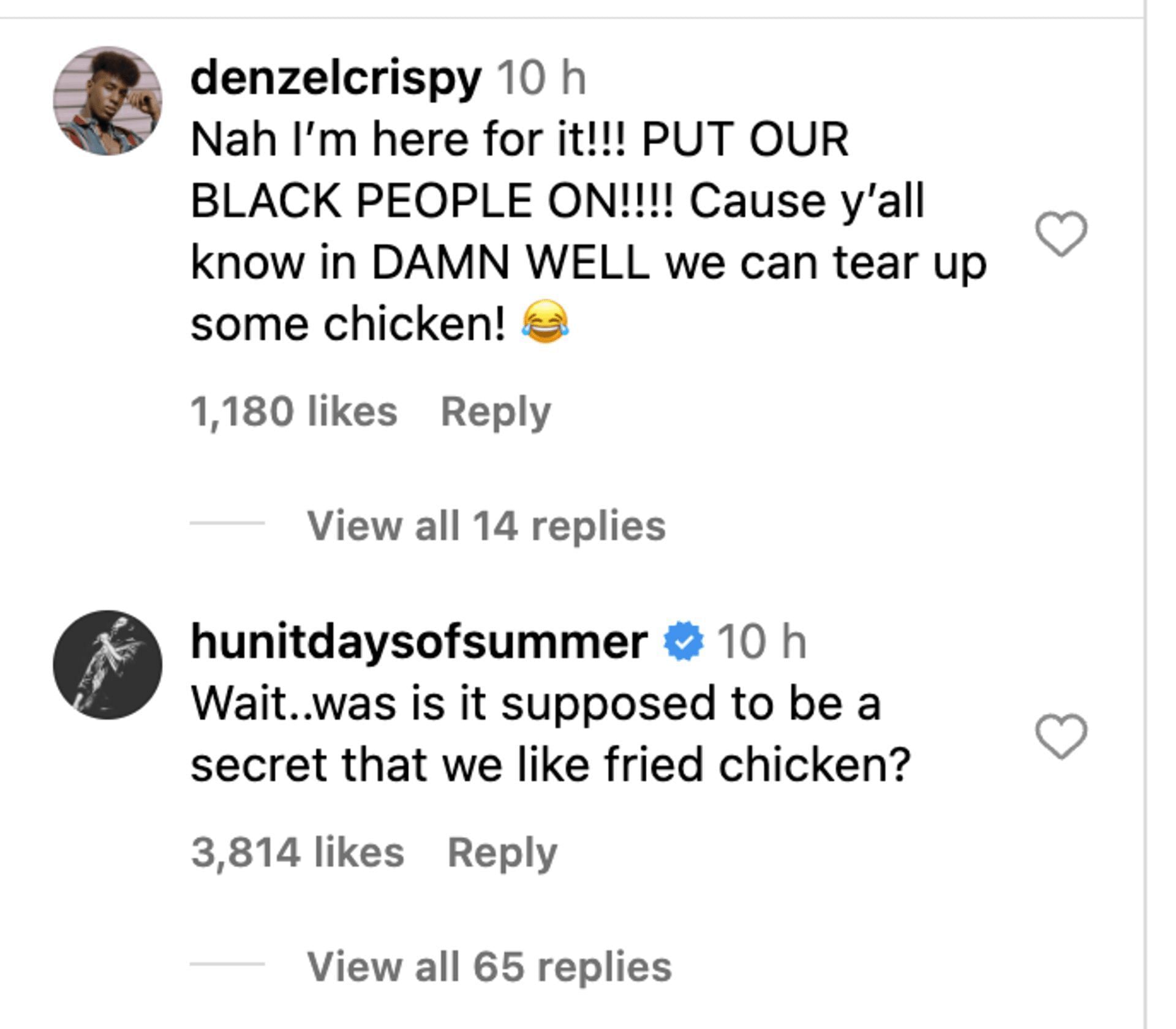 Social media users come in support of the chicken brand as the marketing team releases the full campaign. (Image via Instagram)