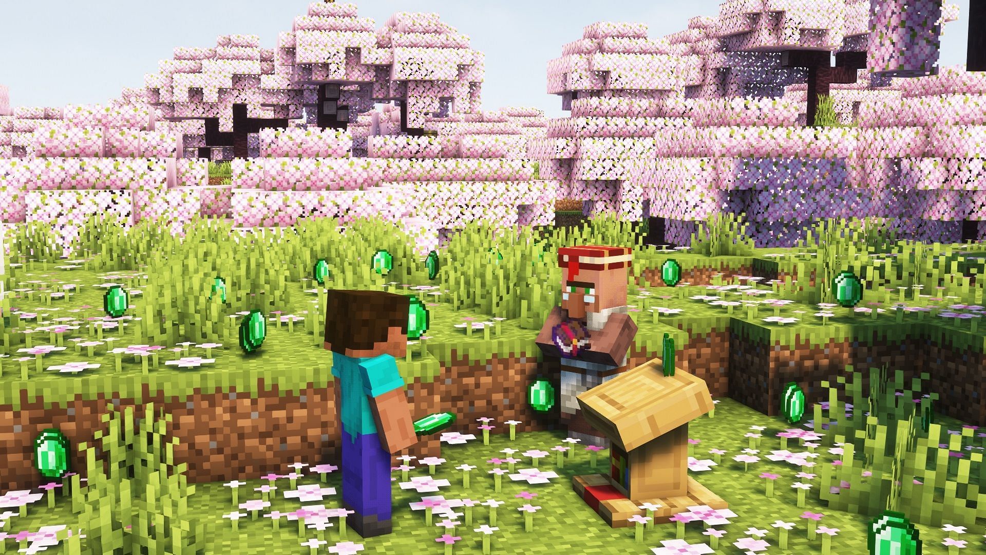 Player trading with a librarian in Minecraft (Image via Mojang)