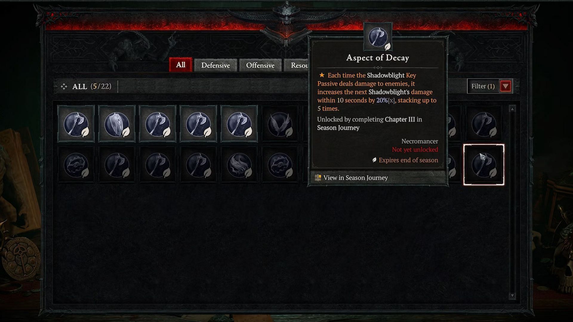 Aspect of Decay increases Shadowblight damage (Image via Diablo 4/Blizzard Entertainment)