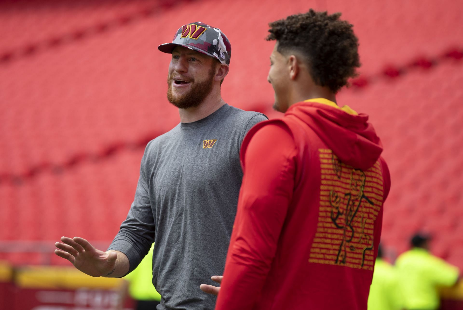 Carson Wentz and Patrick Mahomes: Washington Commanders v Kansas City Chiefs