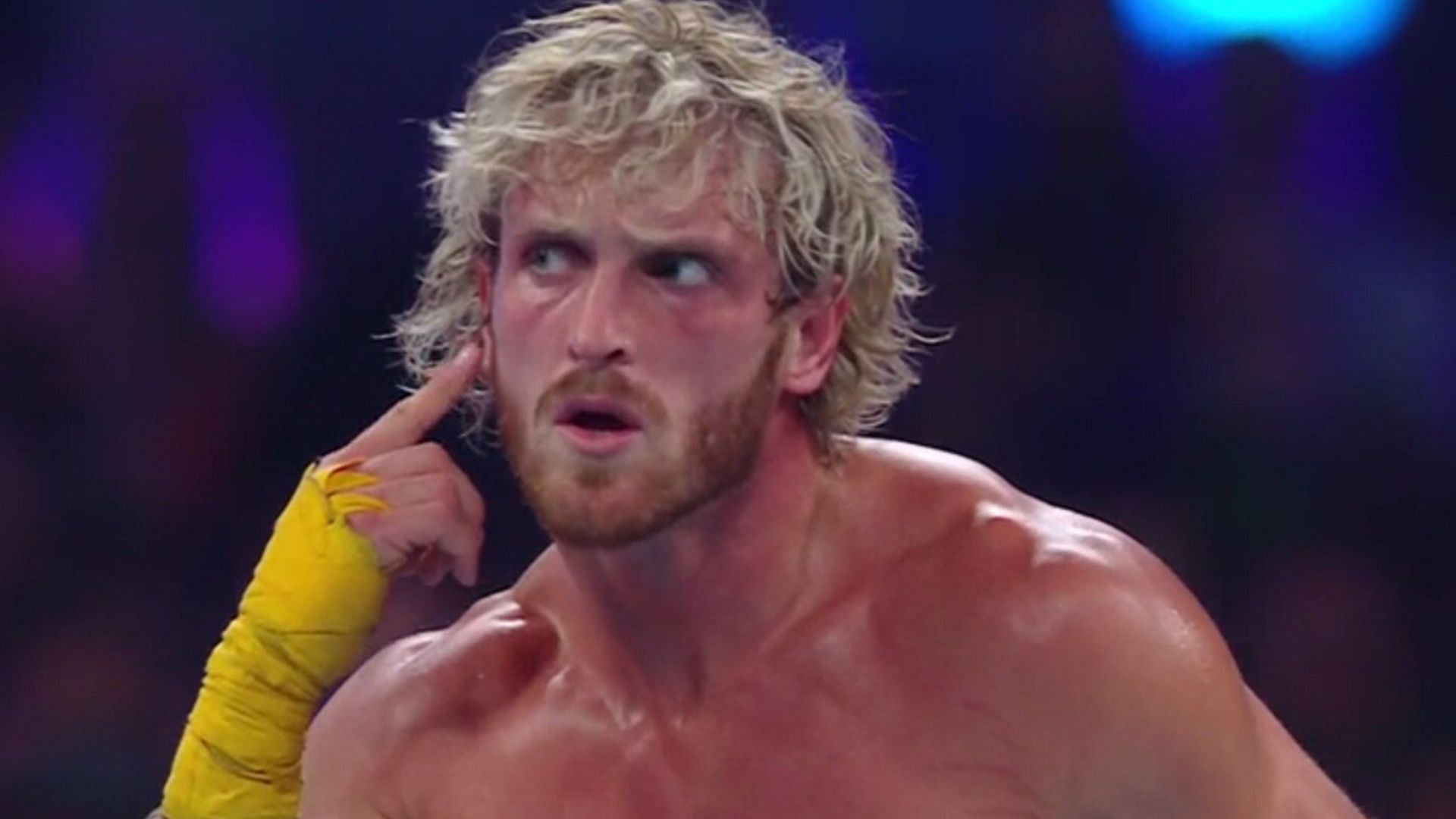 Logan Paul taunts the crowd at WWE SummerSlam 2023.