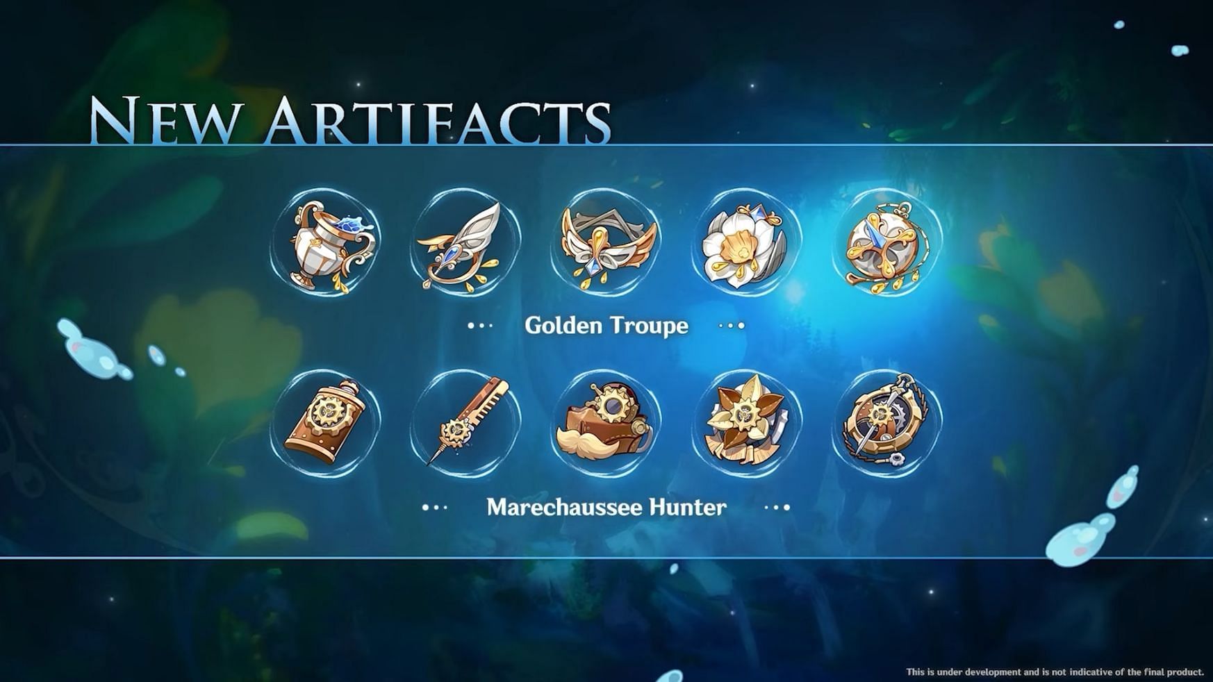 The new artifact sets as revealed in the livestream (Image via HoYoverse)