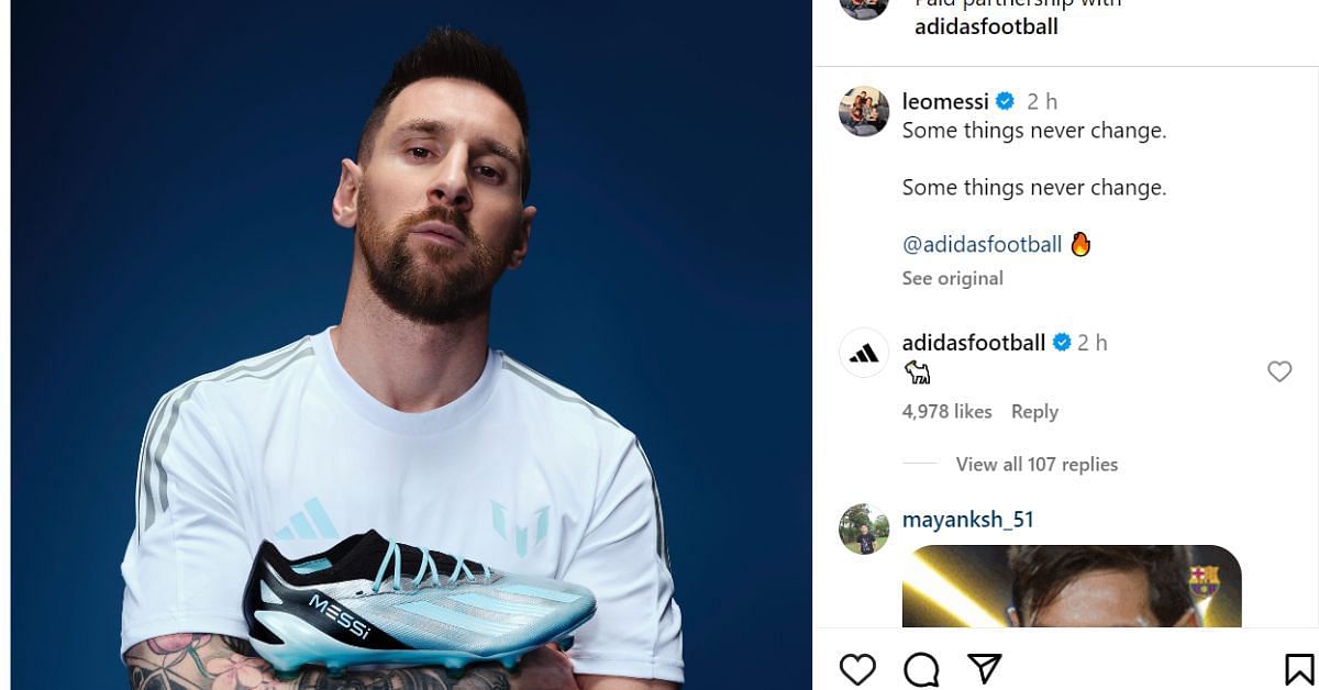 Adidas&#039; comment under Messi&#039;s latest social media post