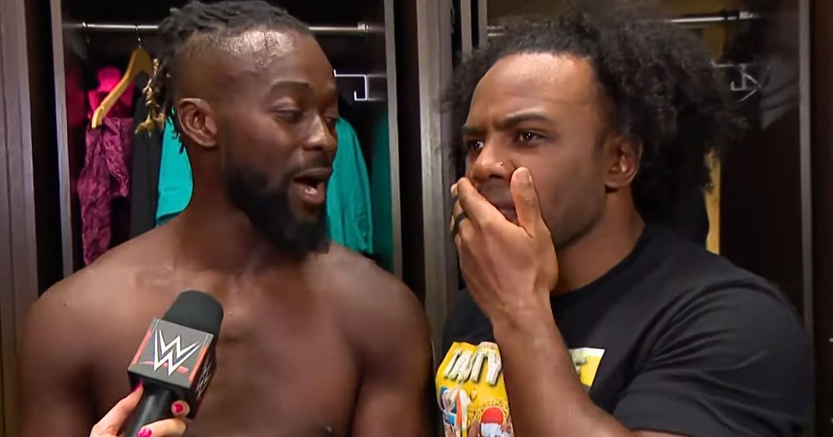 Kofi Kingston and Xavier Woods backstage after their win on RAW.