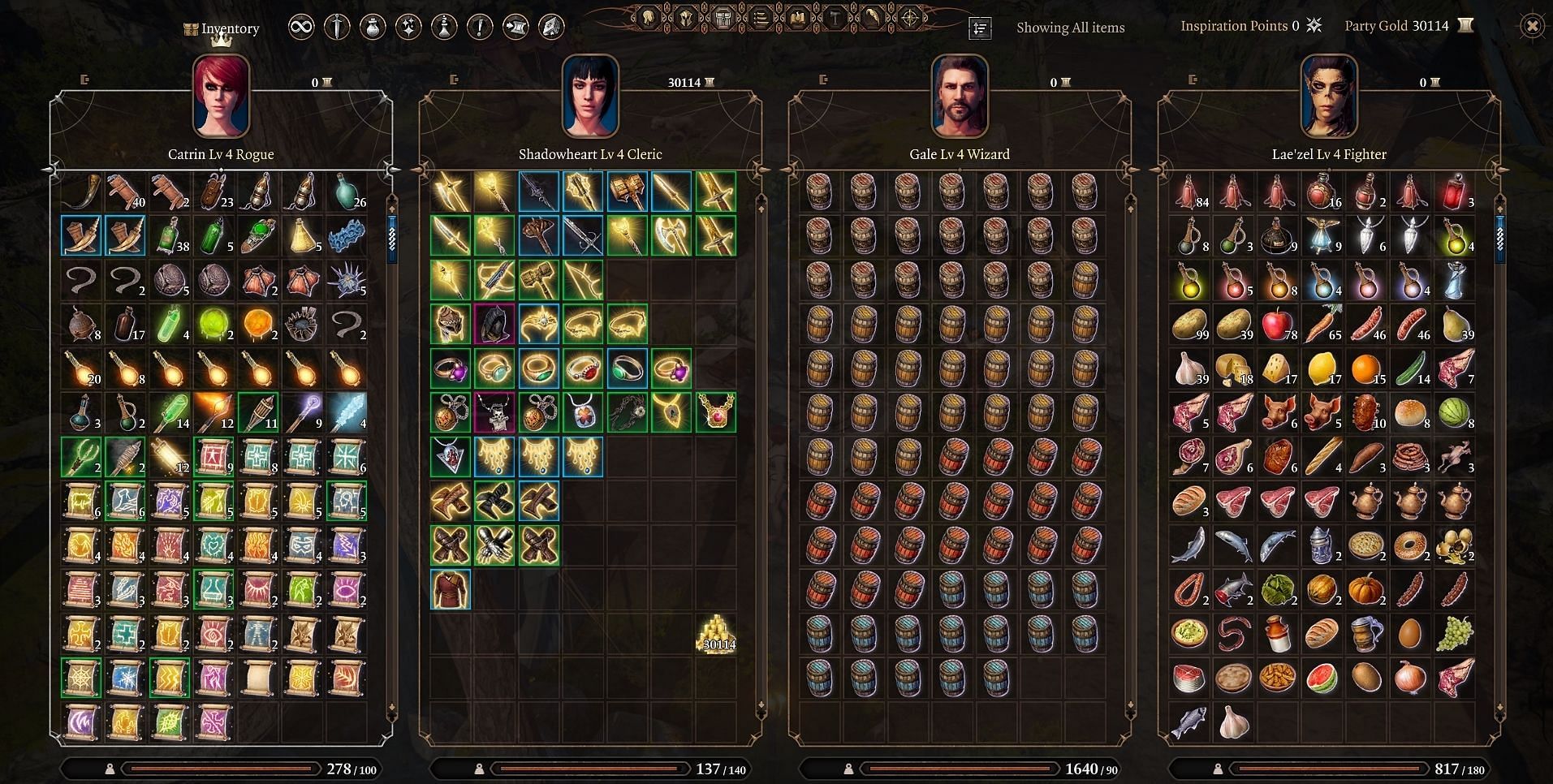 Baldur&#039;s Gate 3 Inventory (Image via Larian Studios)