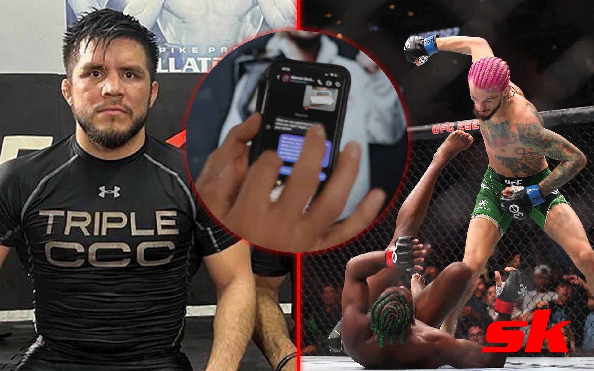 Henry Cejudo (Left), Leaked DMs (Center), Aljamain Sterling vs. Sean O