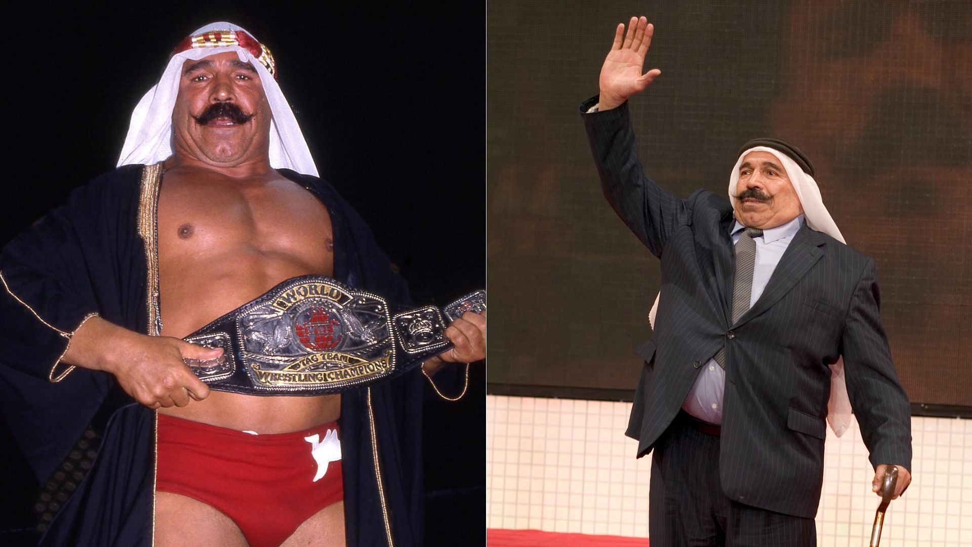Sgt. Slaughter inducted The Iron Sheik into the WWE Hall of Fame in 2005