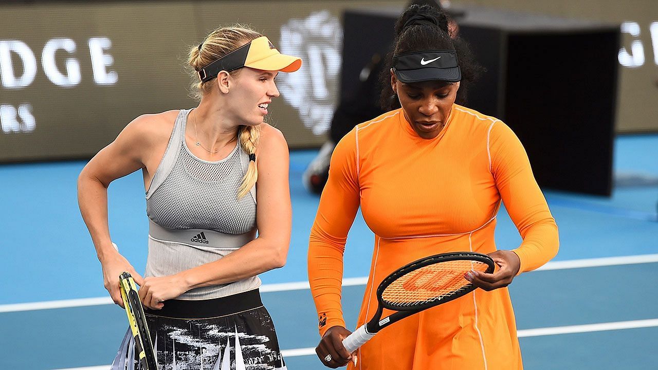 Serena Williams and Caroline Wozniacki at the 2020 ASB Classic