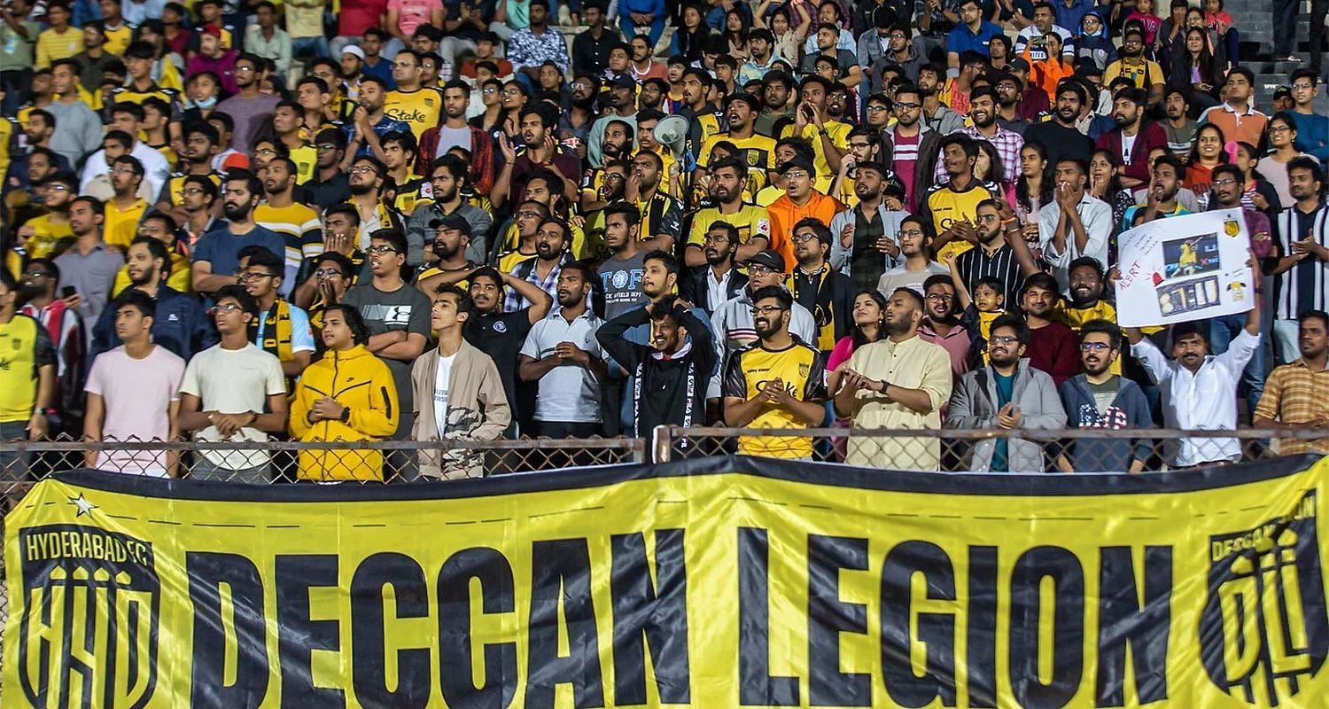 The supporters of Hyderabad FC watch the action in an ISL game last season with bated breath. (Credits: HFC Media)