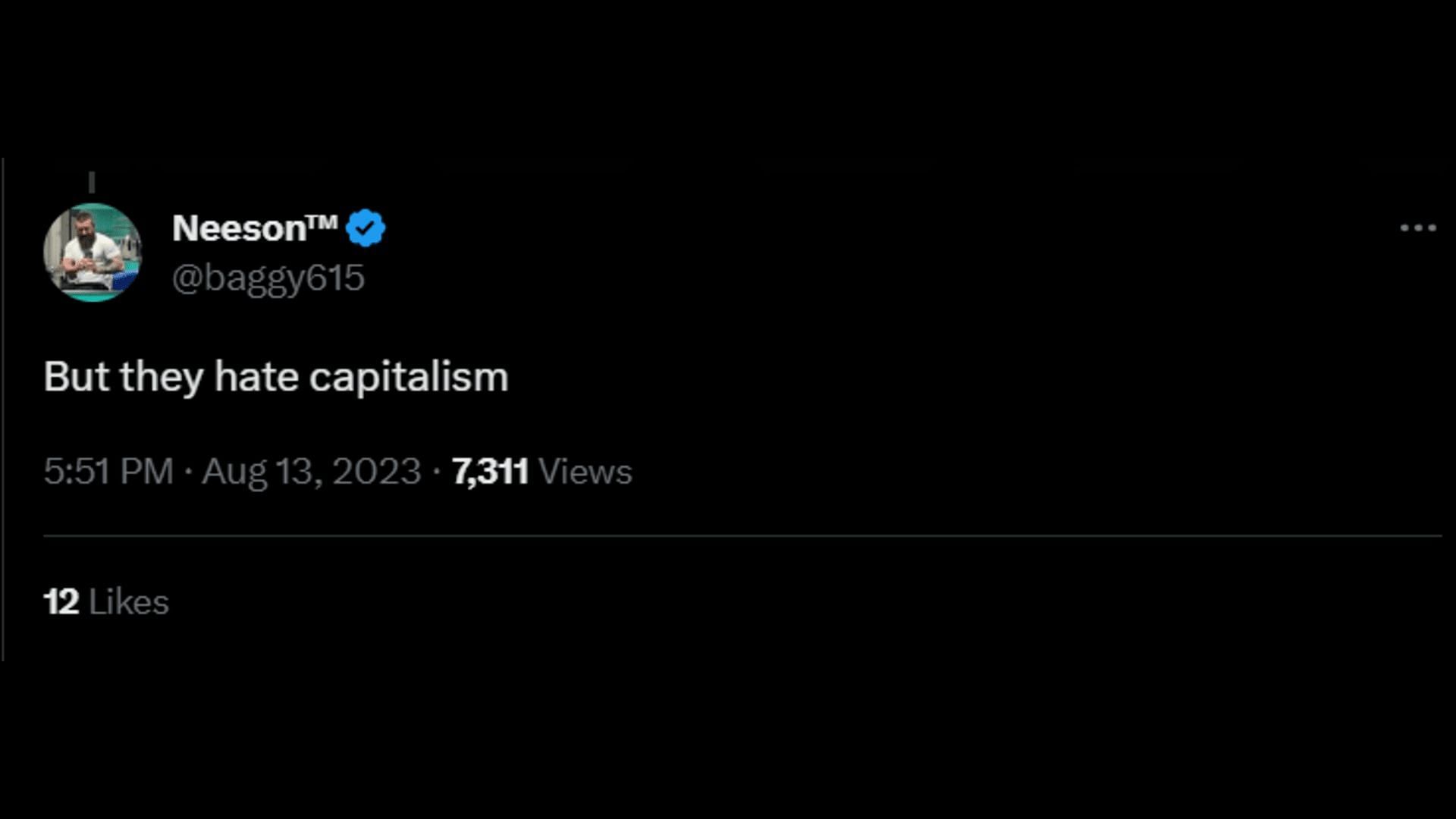 A netizen hinting that the ones who hate capitalism were only the people who stole the merch. (Image via Twitter/Neeson)