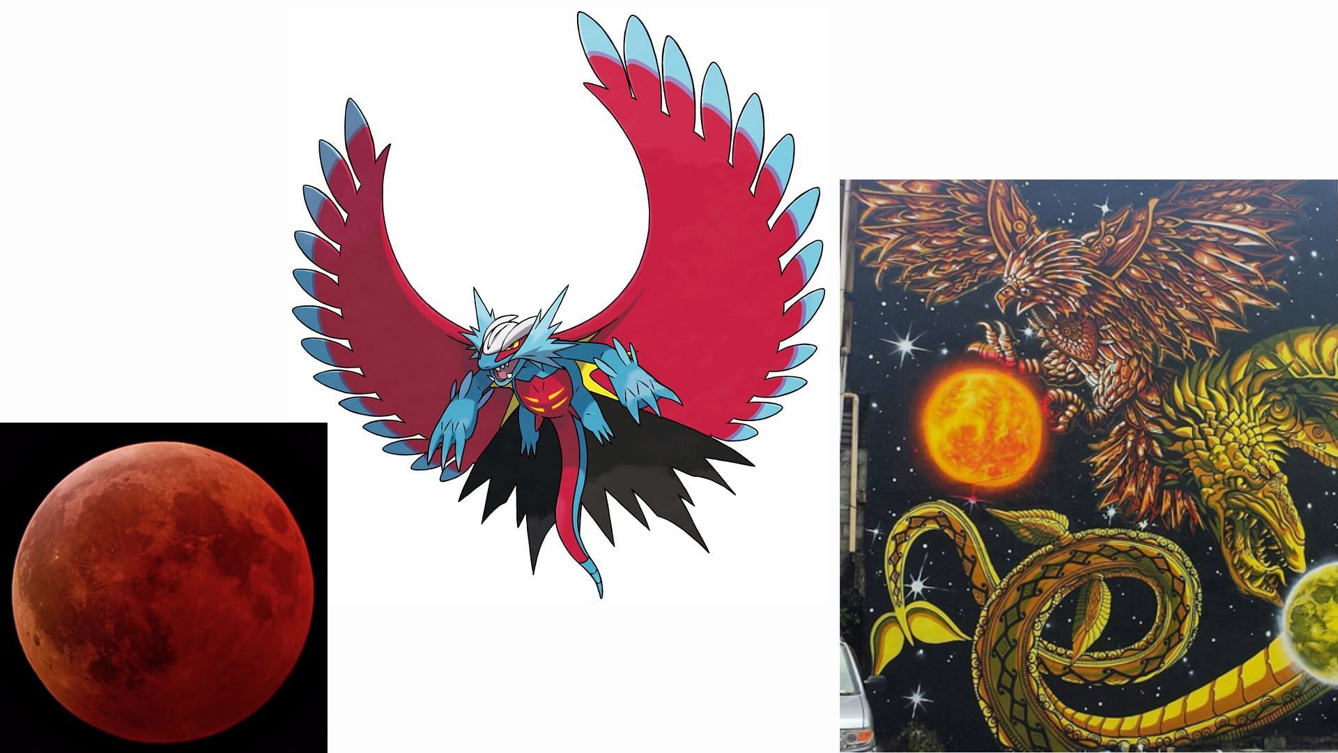 Roaring Moon&#039;s inspirations (Image via The Pokemon Company)