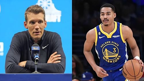 Golden State Warriors general manager Mike Dunleavy Jr. and former Warriors shooting guard Jordan Poole