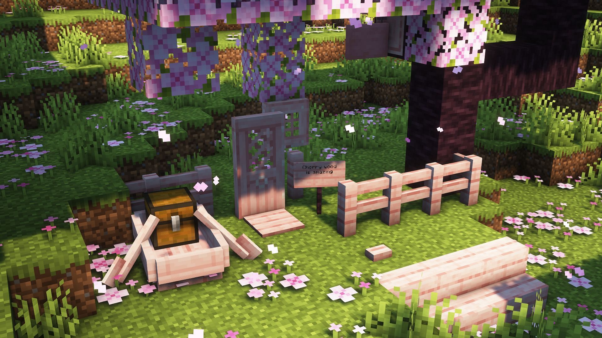 Cherry wood items (Image via Mojang)